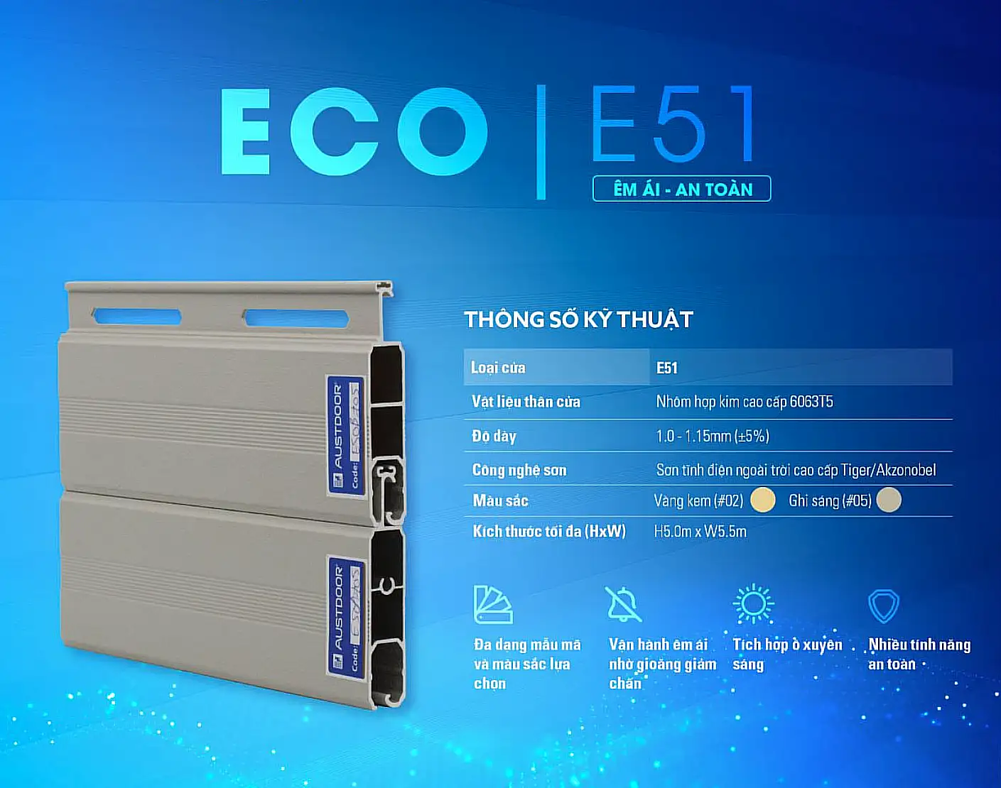 Cửa Cuốn Khe Thoáng Austdoor Eco E51