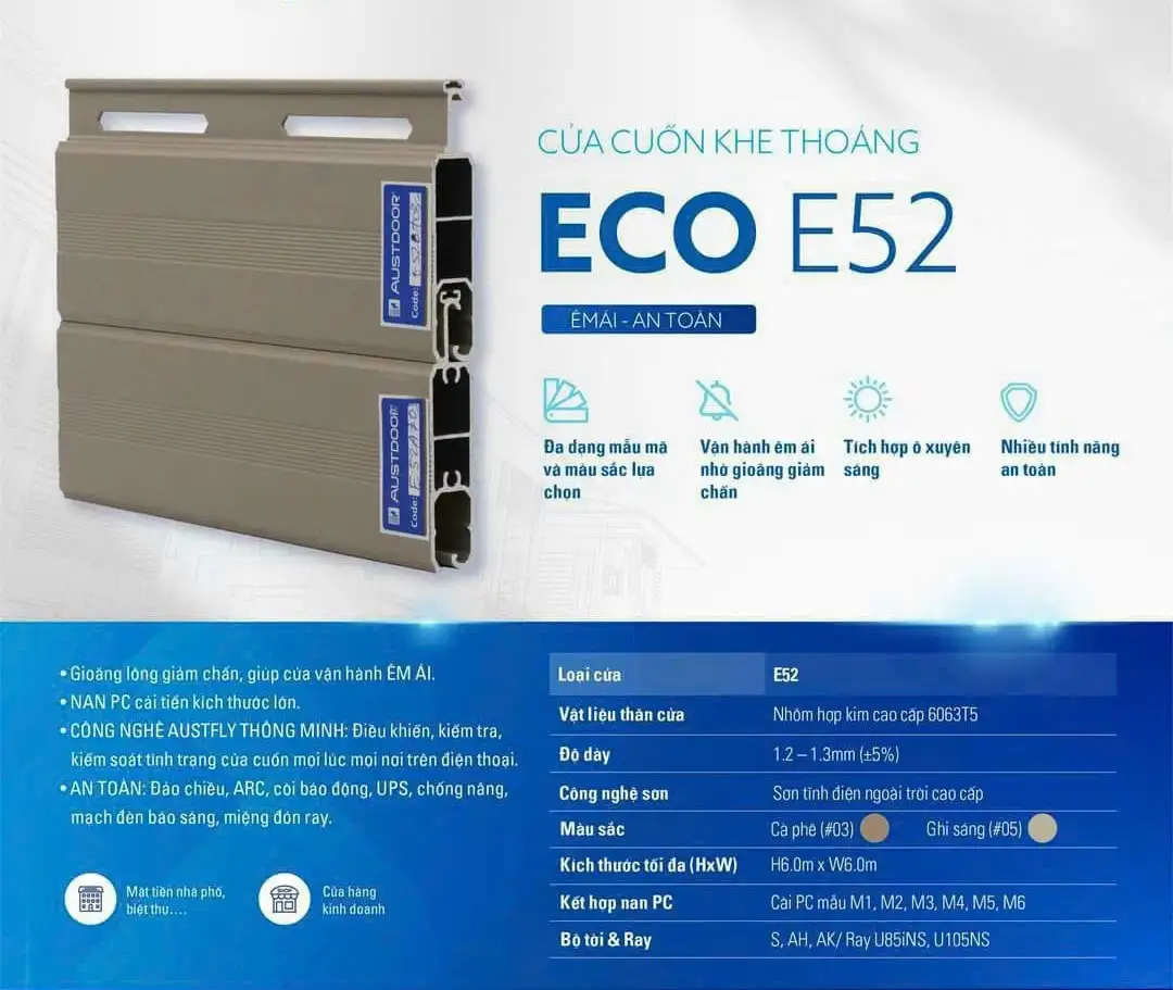 Cửa Cuốn Khe Thoáng Austdoor Eco E52