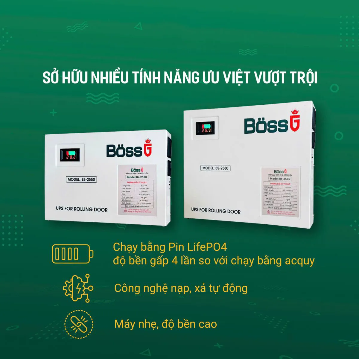 Lưu điện cửa cuốn Bossdoor