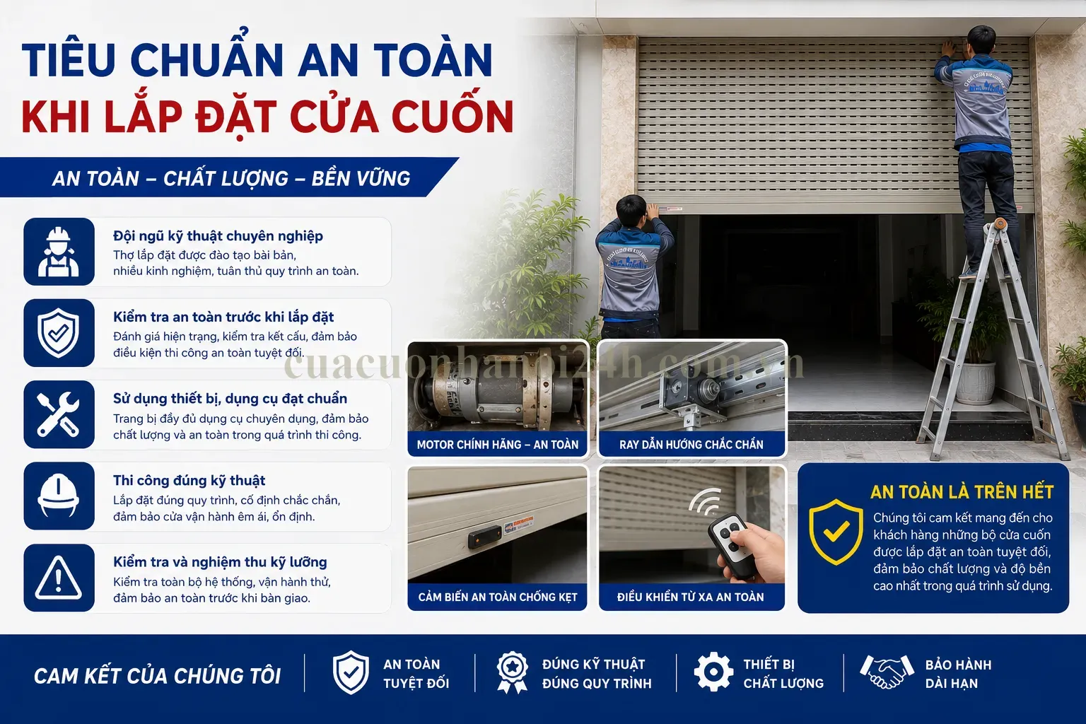 Tiêu chuẩn an toàn khi thi công cửa cuốn tại Cửa Cuốn Hà Nội 24H